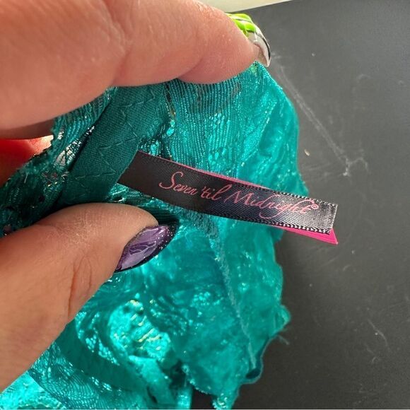 NIP Seven til midnight emerald green lace kiss of envy lace teddy Sz OS - Picture 7 of 10